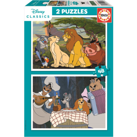 EDUCA Puzzle Disney Zvířata 2x48 dílků 160020