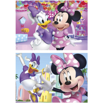 EDUCA Dřevěné puzzle Minnie a Daisy 2x50 dílků 160038