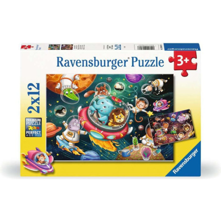 RAVENSBURGER Puzzle Zvířátka ve vesmíru 2x12 dílků 160367