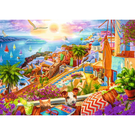 TREFL Puzzle Premium Plus Tea Time: Návštěva Santorini 1000 dílků 161430