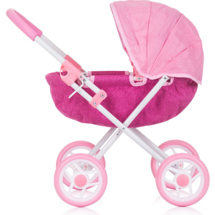 CHIPOLINO Hluboký kočárek pro panenky Daisy Pink linen 161578