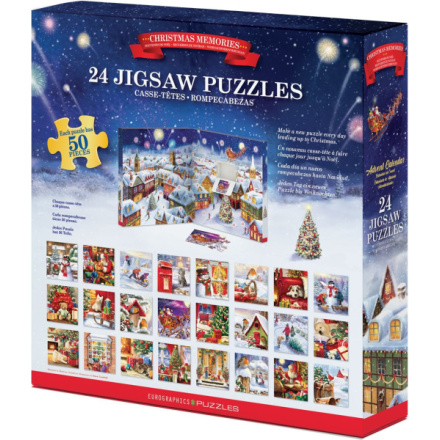 EUROGRAPHICS Puzzle Adventní kalendář: Vánoční vzpomínky 24x50 dílků 161701