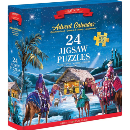 EUROGRAPHICS Puzzle Adventní kalendář: Narození Ježíška 24x50 dílků 161702