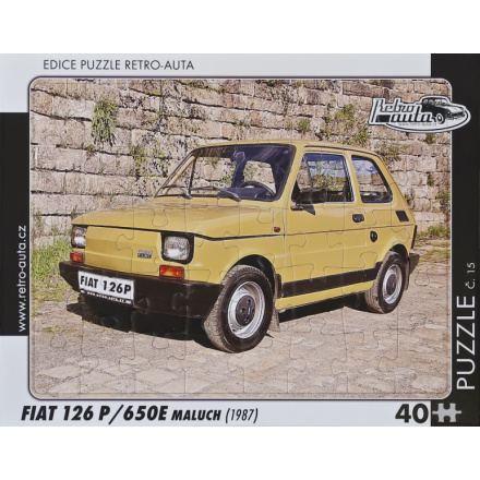 RETRO-AUTA Puzzle č.15 Fiat 126 P,650E maluch (1987) 40 dílků 162126