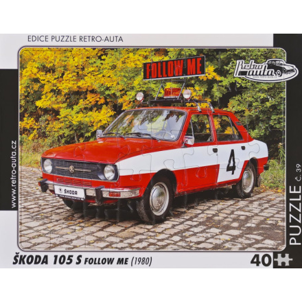 RETRO-AUTA Puzzle č.39 Škoda 105 S Follow Me (1980) 40 dílků 162141