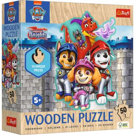 TREFL Dřevěné obrysové puzzle Tlapková patrola: Rescue Knights 50 dílků 162182