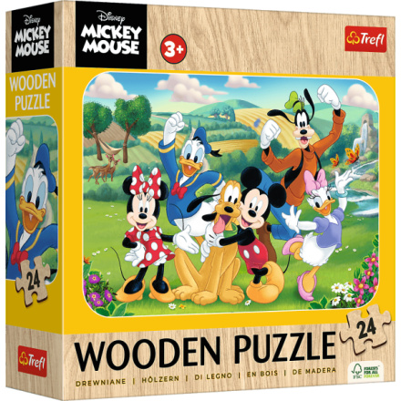 TREFL Dřevěné puzzle Mickey a přátelé 24 dílků 162183