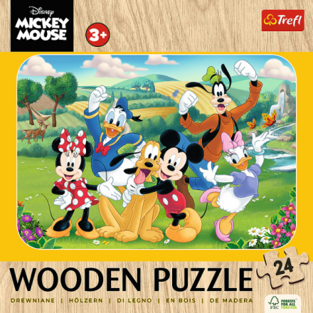 TREFL Dřevěné puzzle Mickey a přátelé 24 dílků 162183