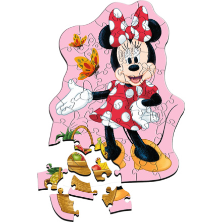 TREFL Dřevěné obrysové puzzle Šťastná Minnie 50 dílků 162184