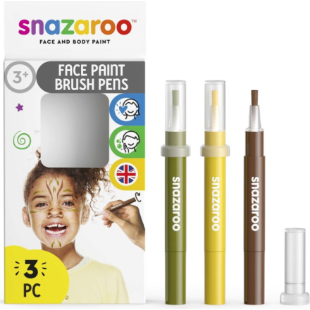 SNAZAROO Barvy na obličej s aplikátorem Brush Pen Jungle 3ks 24845