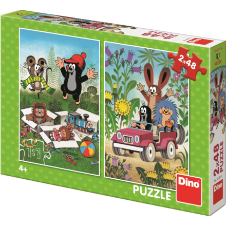 DINO Puzzle Krteček se raduje, Krtek a autíčko 2x48 dílků 6842