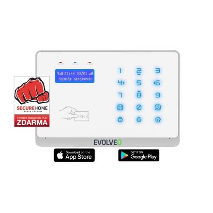 EVOLVEO Salvarix, bezdrátový WiFi&GSM alarm s čtečkou RFID, ALM303