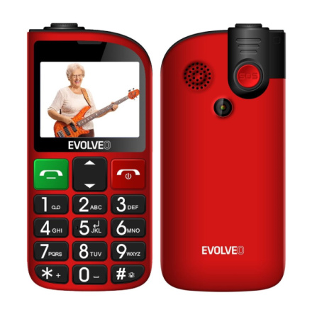 EVOLVEO EasyPhone FL, mobilní telefon pro seniory s nabíjecím stojánkem, červená, EP-801-FLR