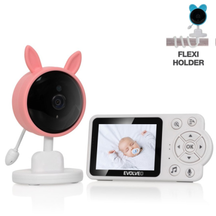 EVOLVEO Baby Monitor N3, dětská video-chůvička, Růžová, CAM-3P