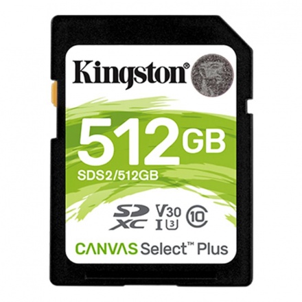 Kingston Canvas Select Plus U3/SDXC/512GB/UHS-I U3 / Class 10, SDS2/512GB