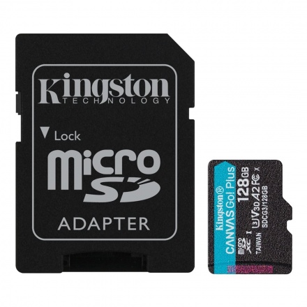 Kingston Canvas Go Plus A2/micro SDXC/128GB/UHS-I U3 / Class 10/+ Adaptér, SDCG3/128GB