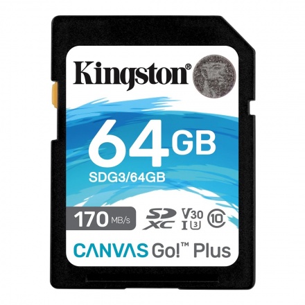 Kingston Canvas Go Plus/SDXC/64GB/UHS-I U3 / Class 10, SDG3/64GB