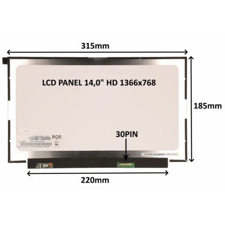 SIL LCD PANEL 14,0" HD 1366x768 30PIN MATNÝ / BEZ ÚCHYTŮ, 77042123
