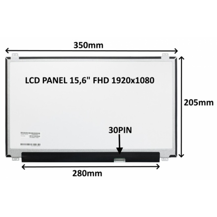 SIL LCD PANEL 15,6" FHD 1920x1080 30PIN MATNÝ IPS / ÚCHYTY NAHOŘE A DOLE, 77042626