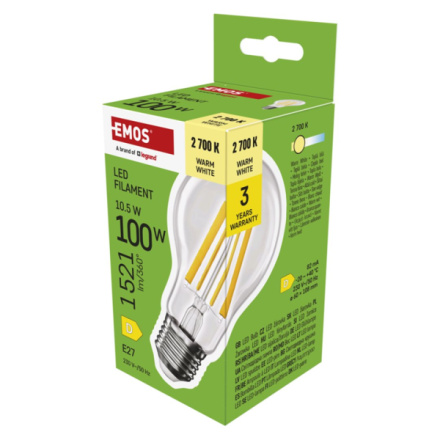 EMOS LED FLM A60 10,5W(100W) 1521lm E27 WW, 1525743206