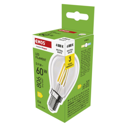 EMOS LED FLM MINI GL 5,9W(60W) 806lm E14 NW, 1525731450