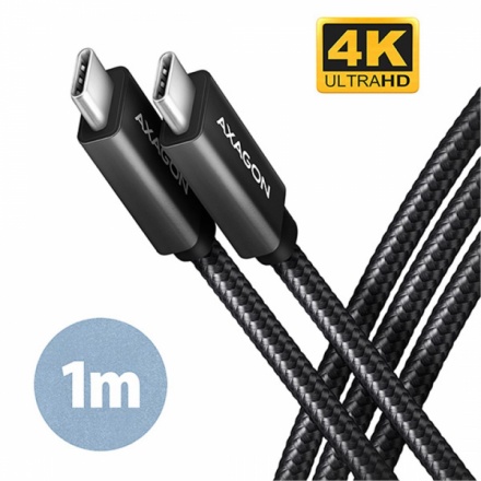 AXAGON BUCM32-CM10AB, SPEED+ kabel USB-C <-> USB-C, 1m, USB 20Gbps, PD 100W 5A, 4K HD, ALU, oplet, BUCM32-CM10AB