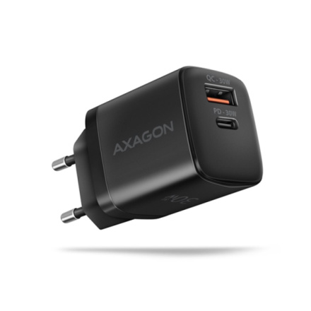 AXAGON ACU-PQ30, Sil nabíječka do sítě 30W, 2x port (USB-A + USB-C), PD3.0/PPS/QC4+/SFC/AFC/Apple, ACU-PQ30