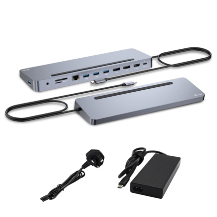 i-tec USB-C Metal Ergonomic 3x 4K Display Docking Station, PD100W + i-tec Universal Charger 100W, C31FLAT2PDPRO100W