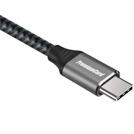 PremiumCord Kabel USB-C M/M, 100W 20V/5A 480Mbps bavlněný oplet, 0,5m, ku31cw05