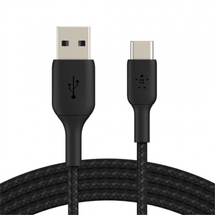 BELKIN kabel oplétaný USB-C - USB-A, 1m, černý, CAB002bt1MBK