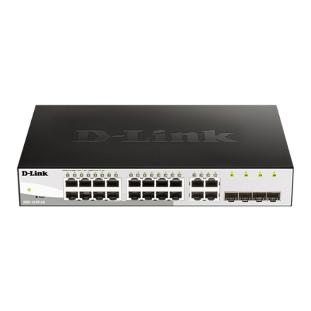 D-Link DGS-1210-20 L2/L3 Smart+ switch, 16x GbE, 4x RJ45/SFP, fanless, DGS-1210-20/E