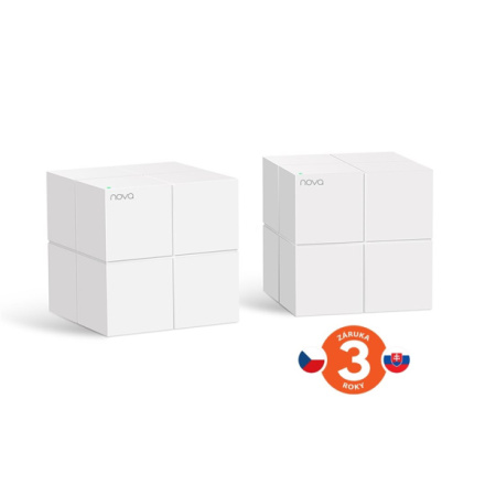 Tenda Nova MW6 (2-pack) WiFi AC1200 Mesh Gigabit system, MU-MIMO, 4x GLAN/GWAN, SMART CZ aplikace, MW6 (2-pack)