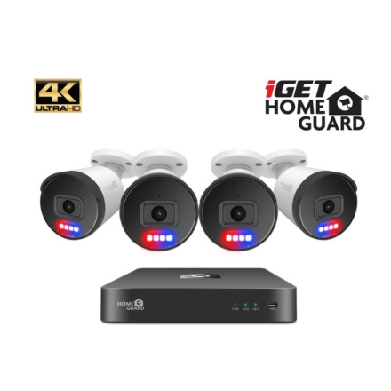 iGET HGNVK88504 - Kamerový UltraHD 4K PoE set, 8CH NVR + 4x IP 4K kamera, zvuk, SMART W/M/Andr/iOS, 75020562