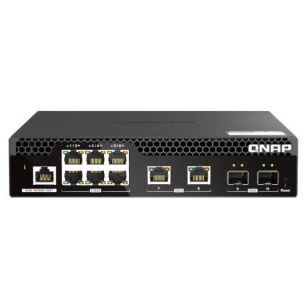 QNAP řízený PoE++ switch QSW-M2106PR-2S2T (6x 2,5GbE RJ45, 2x 10GbE RJ45, 2x 10GbE SFP+, malá šířka), QSW-M2106PR-2S2T