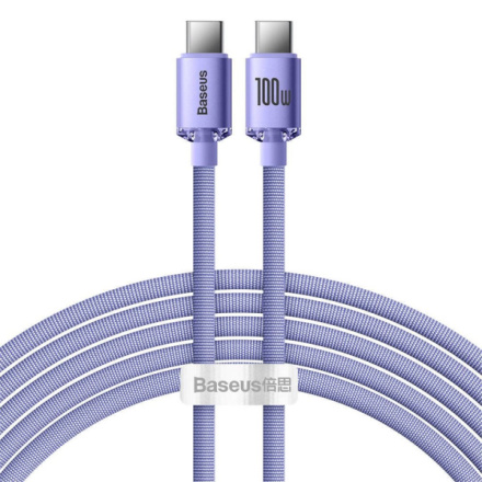 Baseus CAJY000705 Crystal Shine Series Datový Kabel USB-C - USB-C 100W 2m Purple, 6932172602918