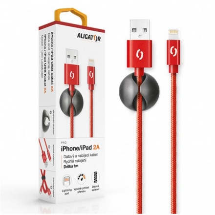 ALIGATOR PREMIUM Datový kabel 2A, Lightning červený, DATKP11