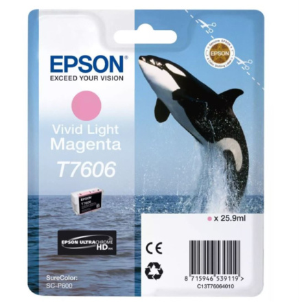 Epson T7606 Ink Cartridge Vivid Light Magenta, C13T76064N10 - originální