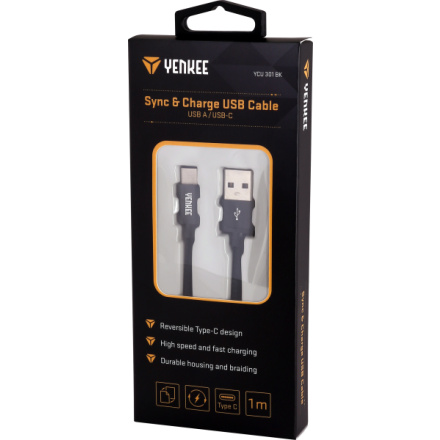 YCU 301 BK kabel USB A 2.0 / C 1m YENKEE