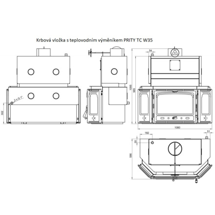 Krbová vložka s teplovodním výměníkem PRITY TC W35, 255