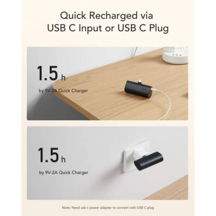 VEGER powerbank 5 000 mAh with built-in connector Type C PD QC3.0 3A 20W PlugOn (W0556) black 584538