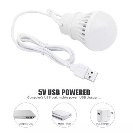 LED bulb to USB white light 3W cable long 1m 200lm 585831