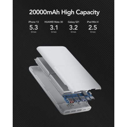 VEGER powerbank 20 000 mAh PD QC3.0 3A 20W S22 (W2060) white 586136