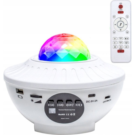 Projector STARS LED / Disco with bluetooth speaker + remote control + USB BTM0504-B / HD-SPL white 586979