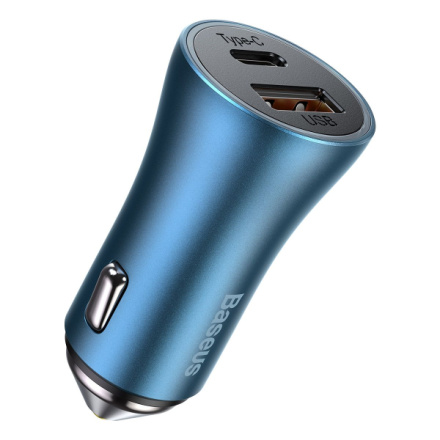 BASEUS car charger USB A + Type C + cabel Type C to Lightning PD QC4.0 3A 40W TZCCJD-03 blue 590843