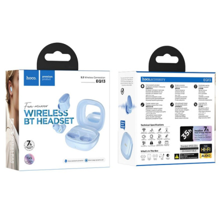 HOCO wireless earphones bluetooth TWS EQ13 blue 601428