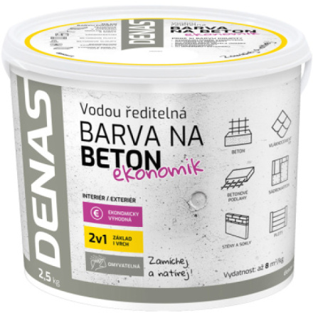 DENAS BETON EKONOMIK barva na beton, 0110 šedý, 2,5 kg