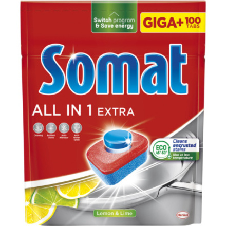 Somat tablety do myčky All in 1 Lemon & Lime, 100 ks.