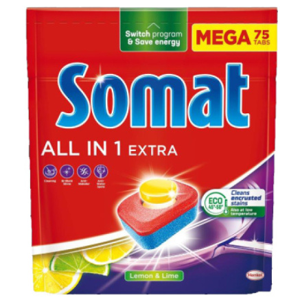 Somat tablety do myčky All in 1 Extra Lemon & Lime, 75 ks