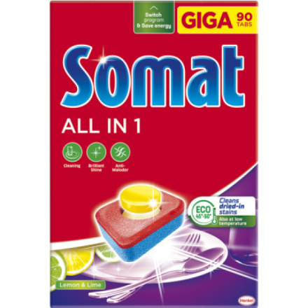 Somat tablety do myčky All in 1 Lemon & Lime, 90 ks.