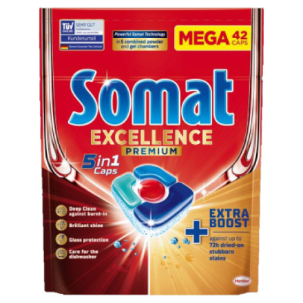 Somat tablety do myčky Excellence Premium 5v1, 42 ks